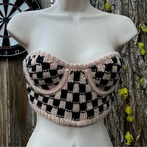 NWT For Love And Lemons Black and Cream Knit Top